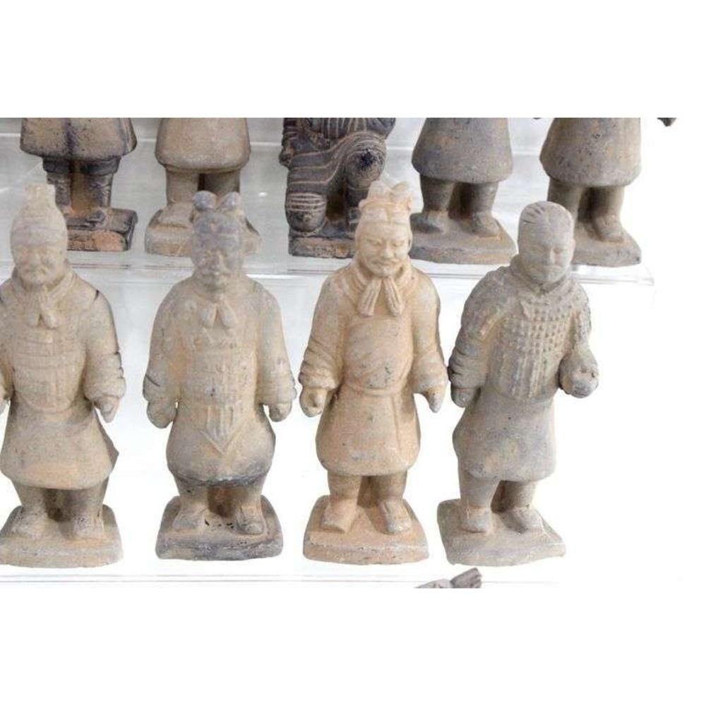 Vtg Chinese Terracotta Warrior Figurine Set 18pc Horses Chariot Xi'an Replica - Picture 6 of 8